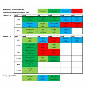 Clubmeisterschaft 2019 - Spielansetzungen 20./21.7